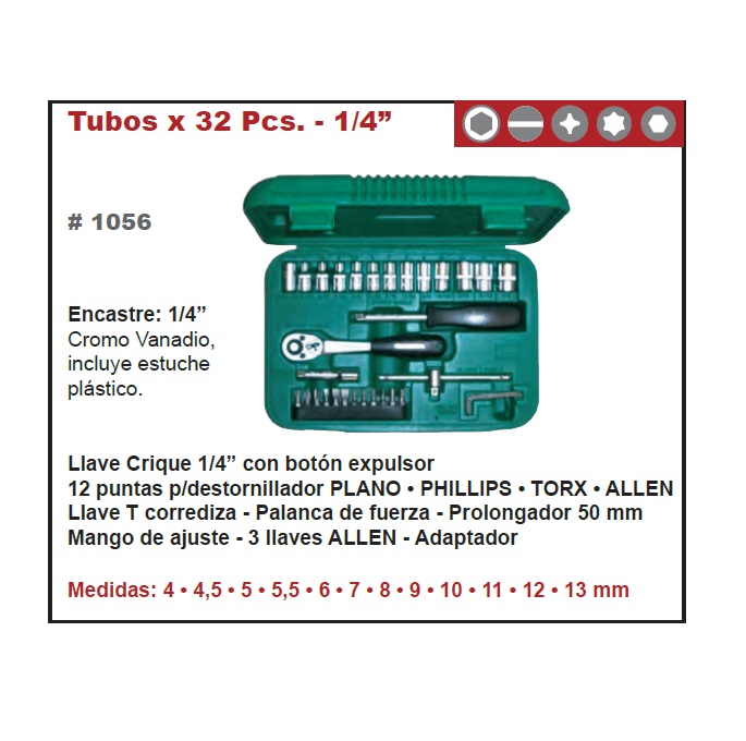 Tubos x32 pz 1/4" Caja Verde Eurotech - Image 2