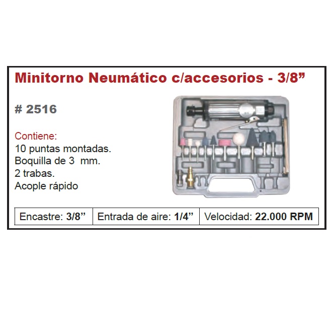 Minitorno NEUMATICO 22.000rpm con ACCESORIOS Eurotech - Image 2