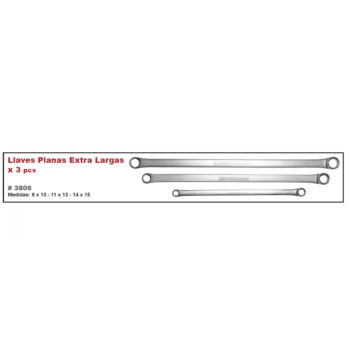 Llave Larga PLANAS estriadas Tensor Correas x3 pz En BOLSA Eurotech - Image 6