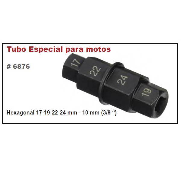 Tubo 4 hexagonos Desmontar Rueda y Carter Moto. 17-19-22-24mm - Image 2