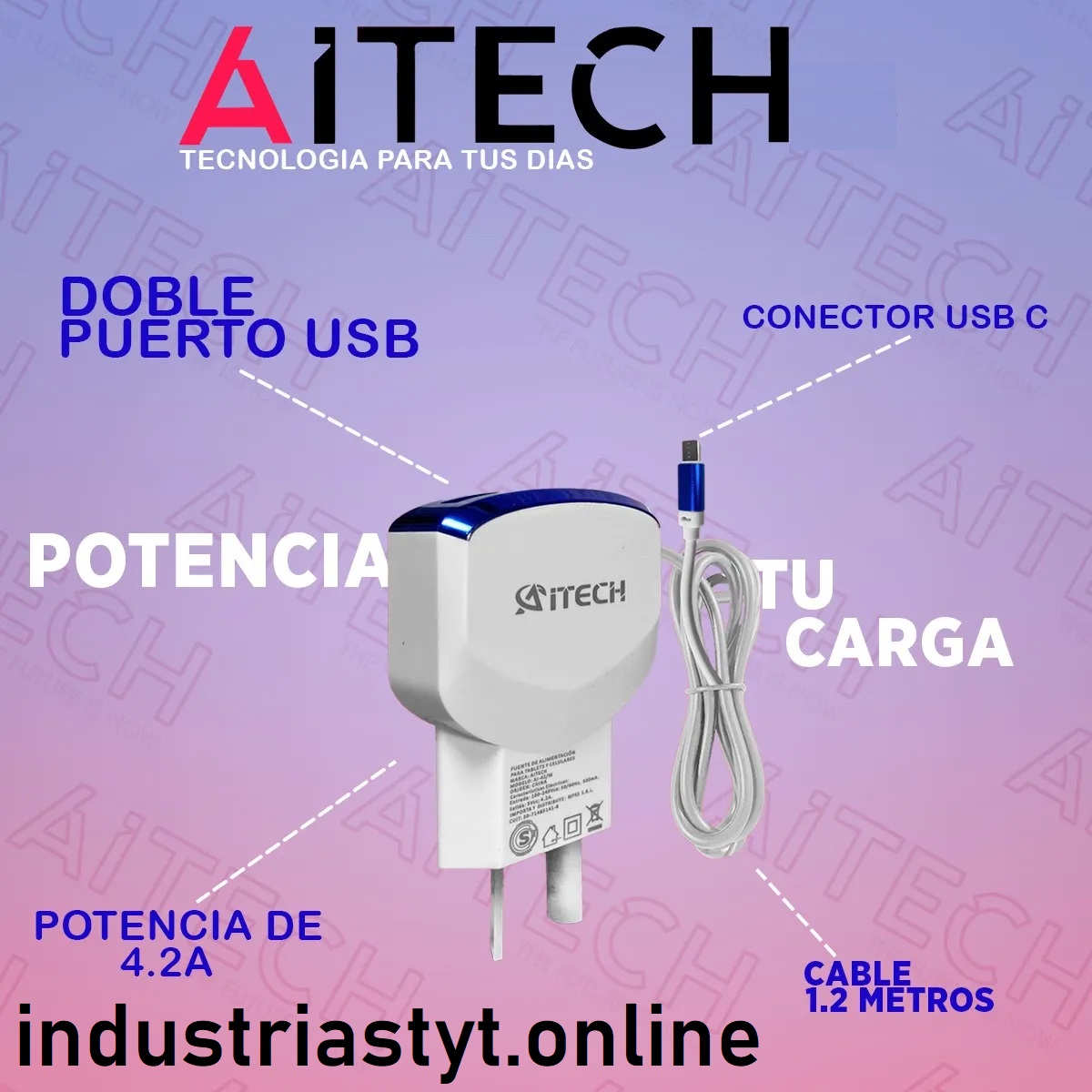 Cargador CEL 220v Tipo C 4.2A AI-42/C AITECH - Image 2