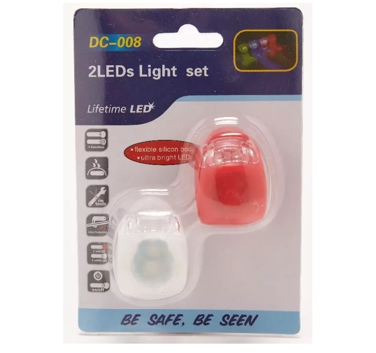 Luz Bici x2LED Blanca/roja HJ008-2 - Image 2