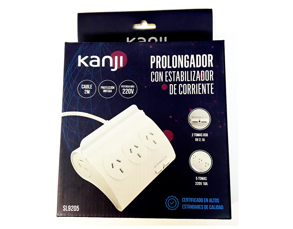 Alargue Zapatilla 5tomas 2mt +5 USB+Estabilizador - Image 3