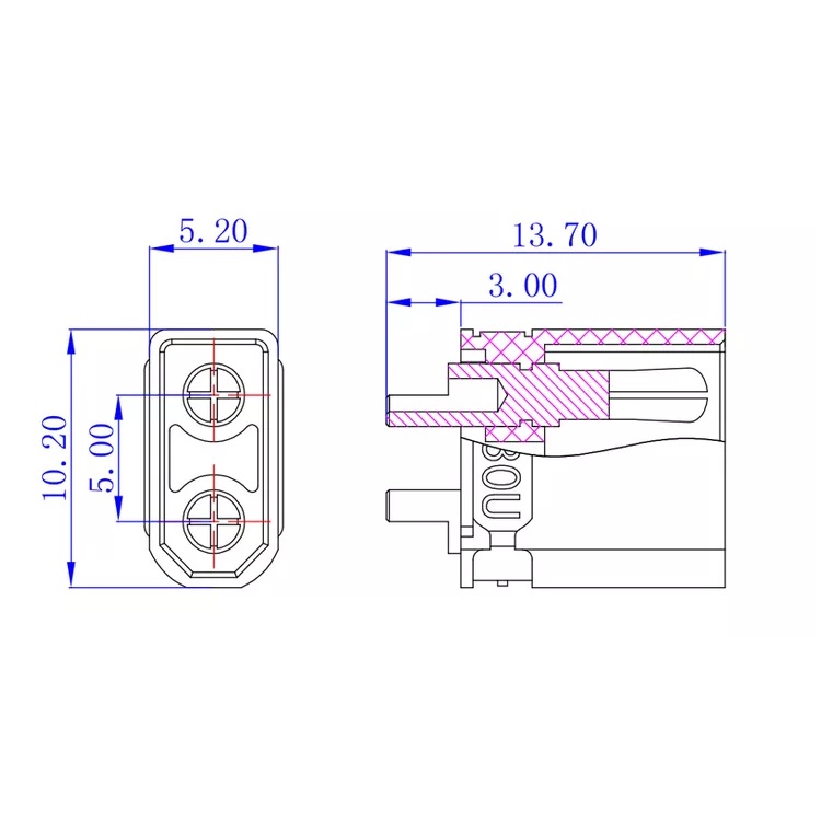 Conector XT-30 Macho para Bateria DC500v 15amp - Image 2
