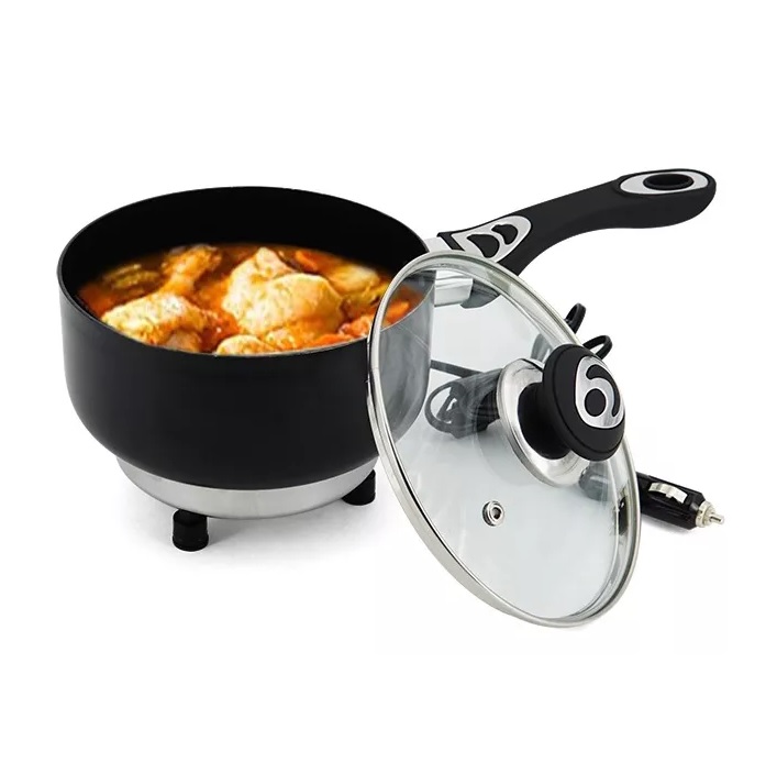 Freidora cacerola 12v cuerpo aluminio y teflon Tapa de vidrio 18cm - Image 2