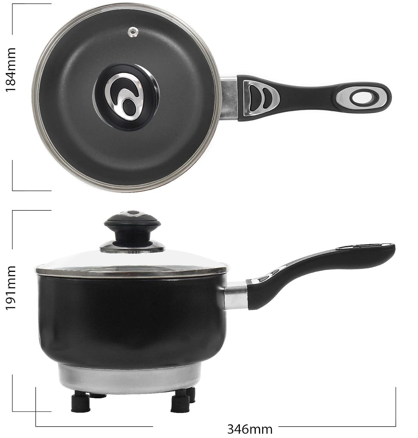 Freidora cacerola 24v cuerpo aluminio y teflon Tapa de vidrio 18cm - Image 2