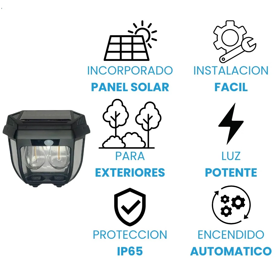 Lampara Solar Filamento x2 exterior HW-669-2W - Image 4