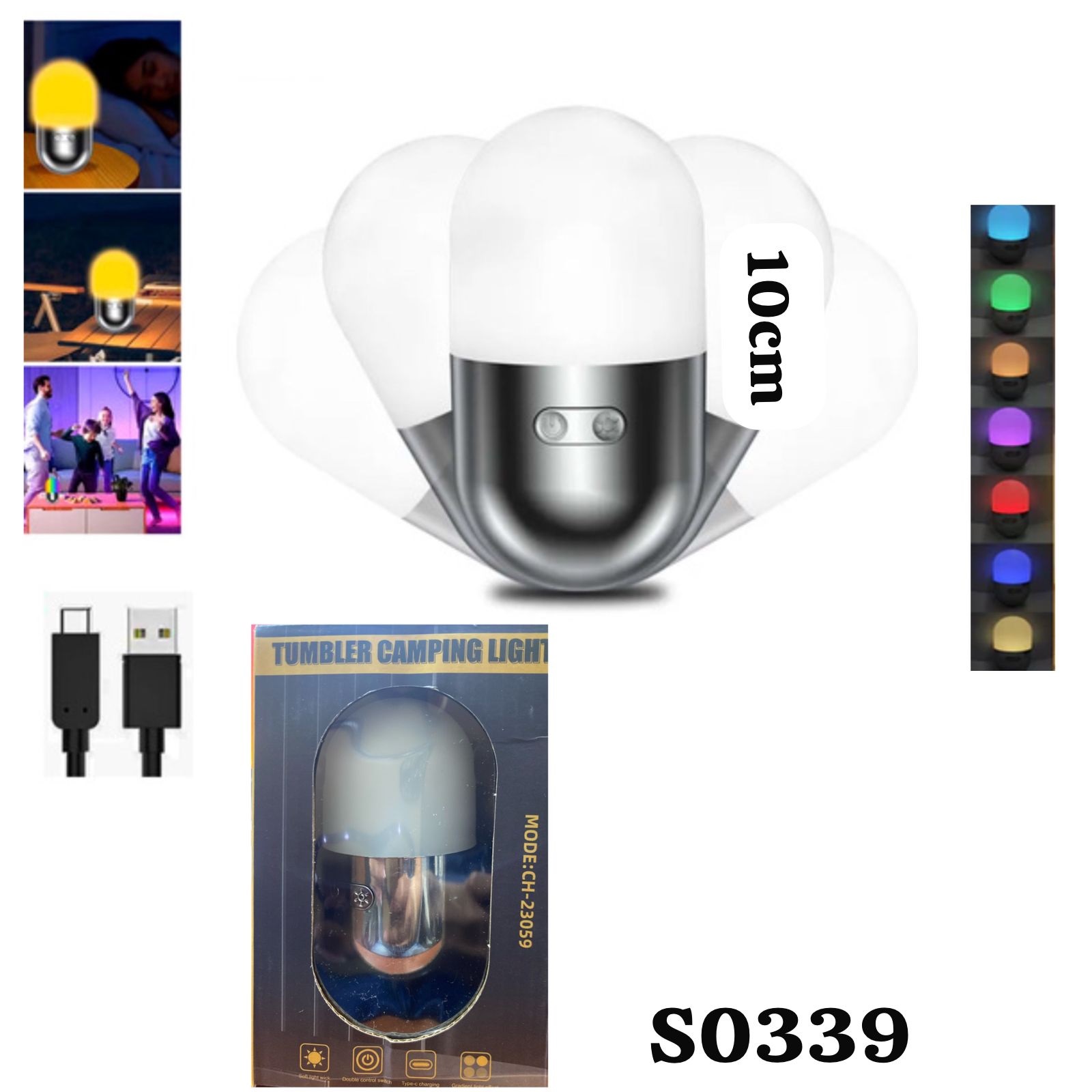 Lampara Camping RGB colores 10cm - Image 2