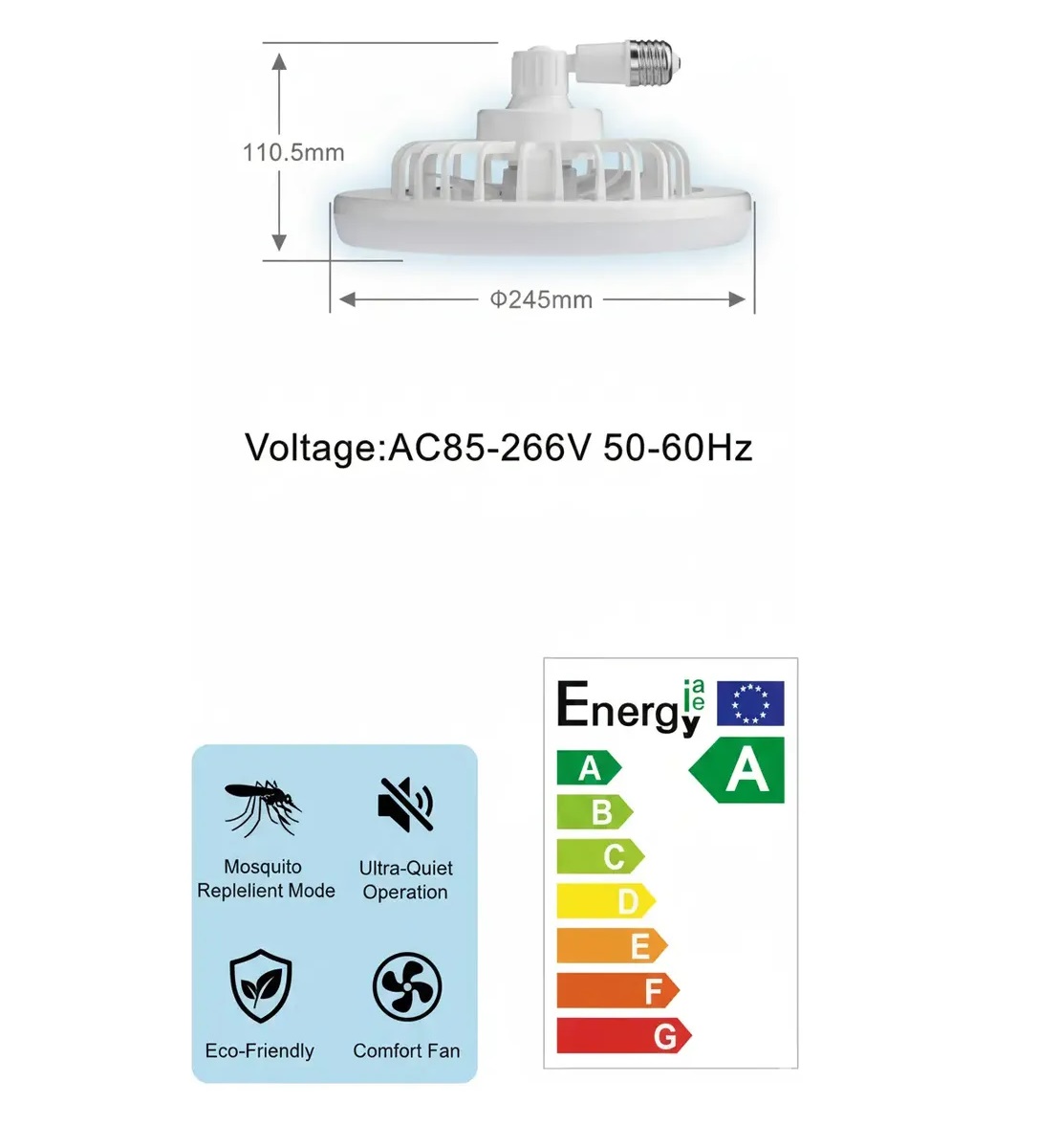 Lampara Ventilador E27 con Aromaterapia - Image 5