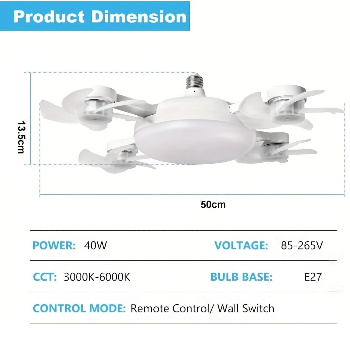 Lampara Ventilador x4 E27 Control remoto - Image 4