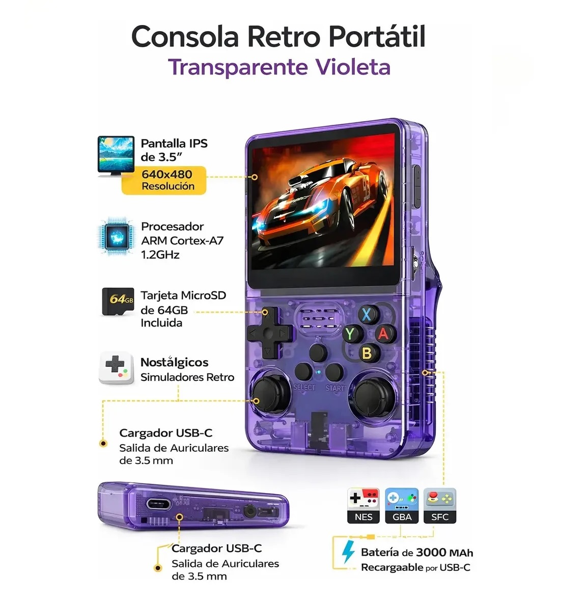 Consola portatil juegos pantalla IPS 3,5" codigo abierto - Image 2